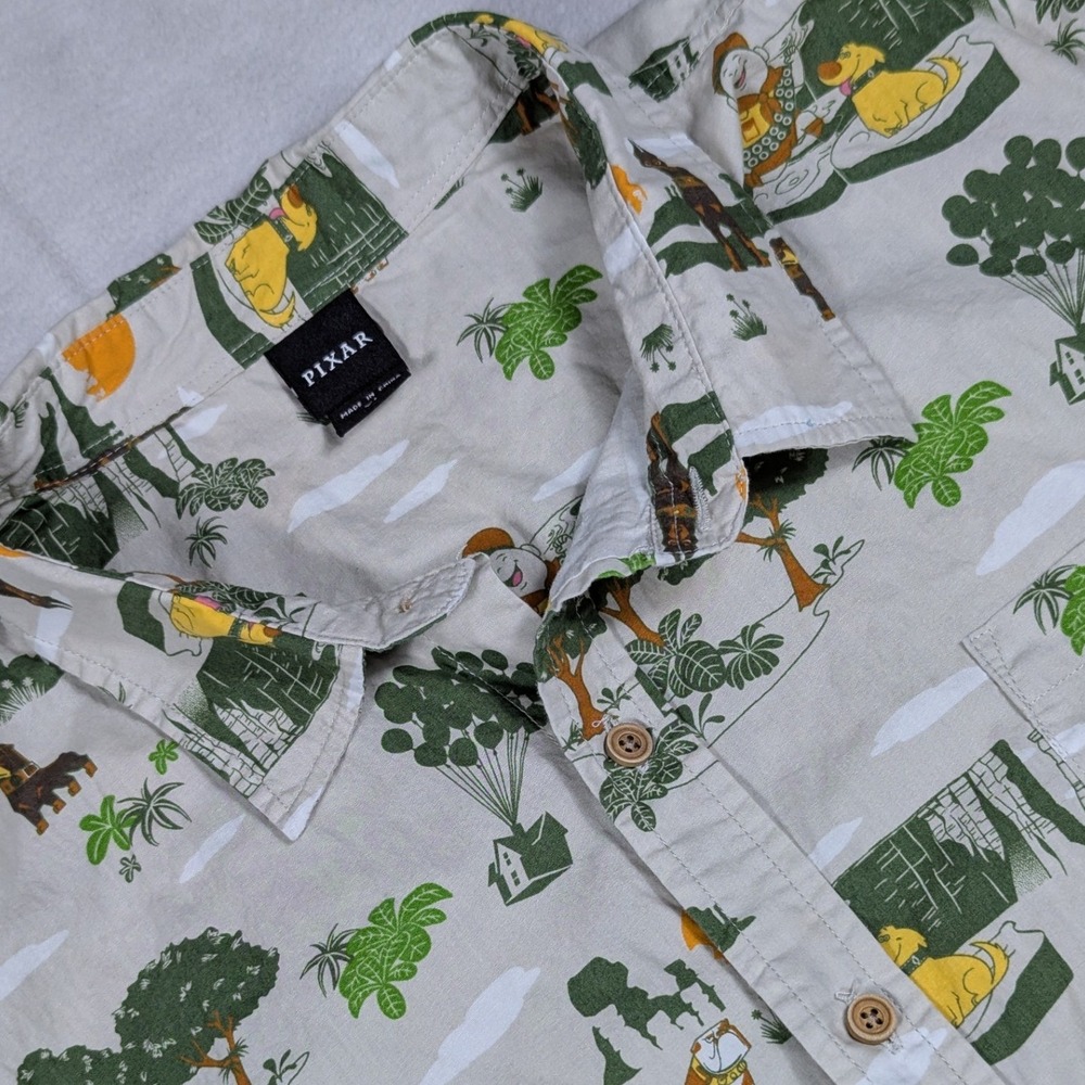 Disney Pixar Up Movie Russell Dug Kevin Organic Cotton Button Down Shirt XL Mens